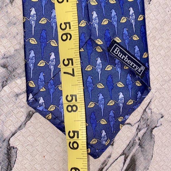 Mens Burberry 💯% Silk Steely Blue Bird TIE. Like NEW Condition! Pristine 🦜60” - Picture 11 of 15